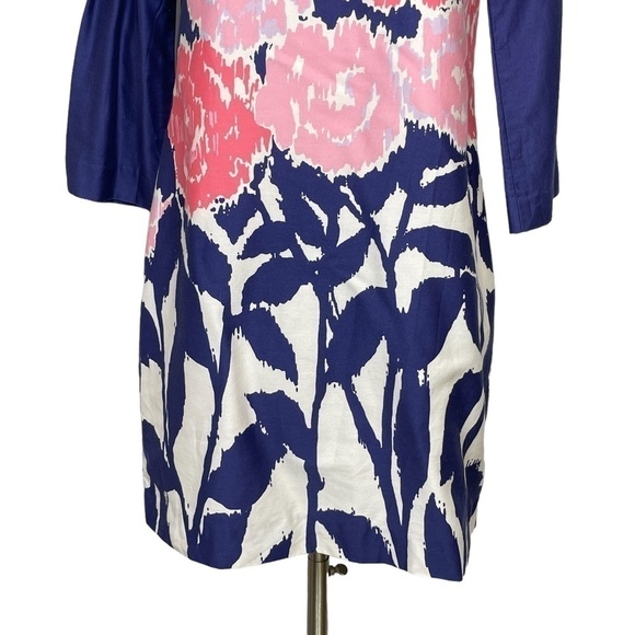 Lilly Pulitzer Cotton Blue/Pink/White Classic Floral Shift Dress Size 2 - Picture 10 of 14